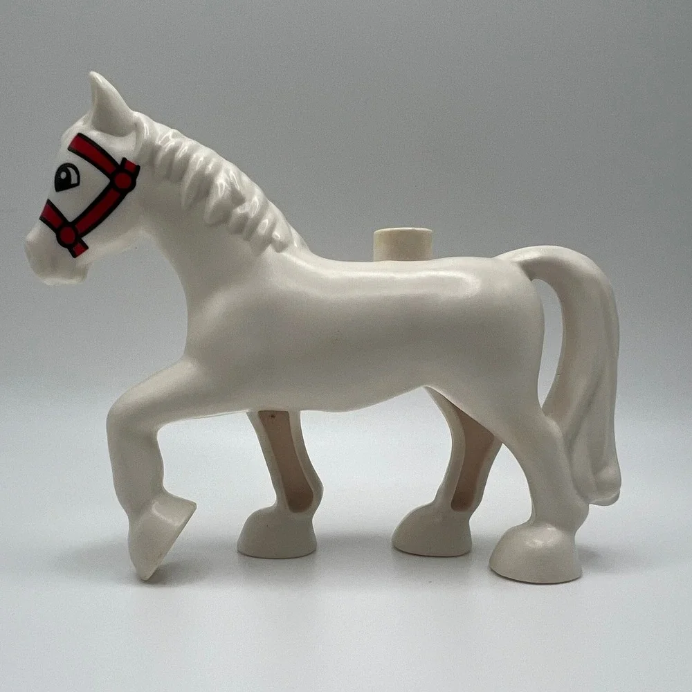 LEGO‎ Duplo White Horse Red Bridle 10806 4 Inch Replacement Animal Figure